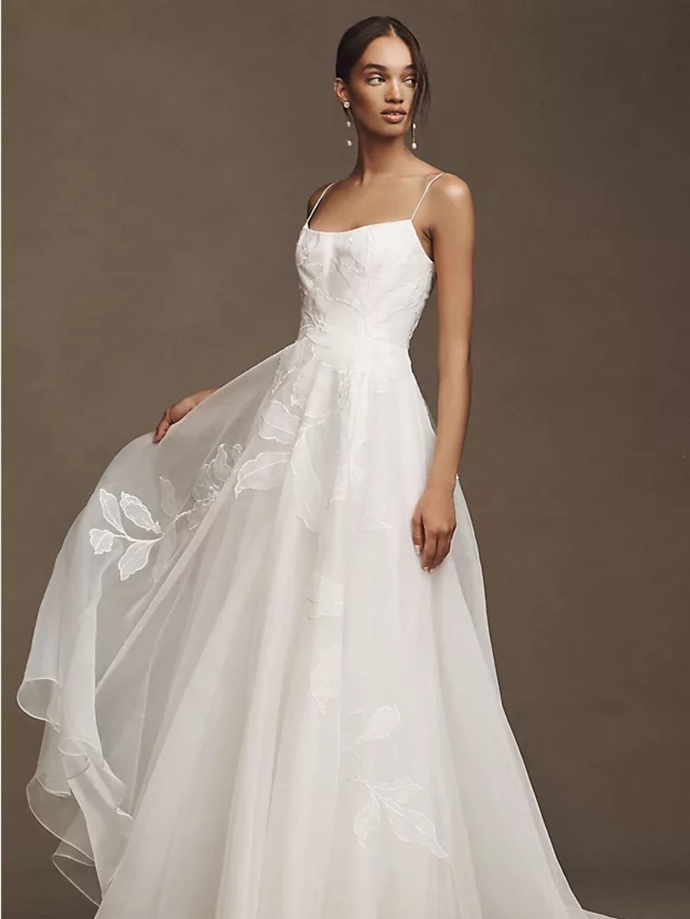Jenny Yoo Abernathy White Spaghetti-Strap A-Line Wedding Dress